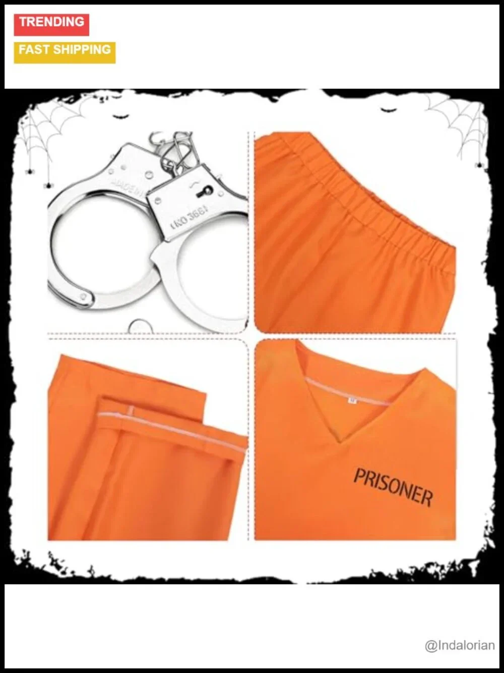 Kids Prisoner Costume Halloween Jail Inmate Outfit with Handcuffs and Tattoo